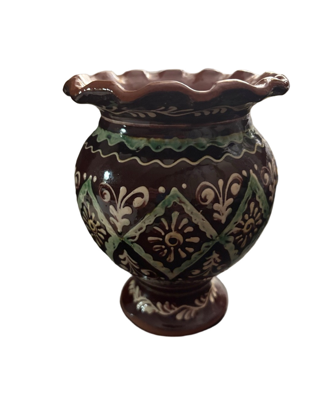 Vintage Traditional Kosiv Pottery Vase 1970 Soviet Era Ukraine